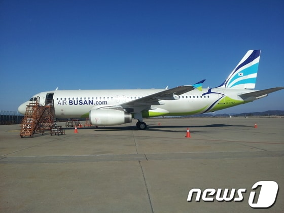 에어부산이 새로 도입한 A320-200 기종 9호기 모습. <사진제공=에어부산> © News1 