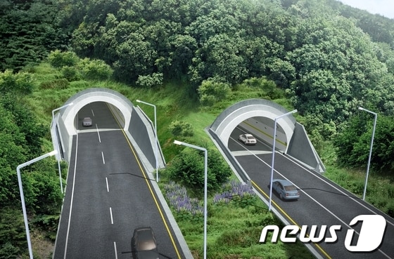 © News1 세종시 행복도시~정안IC 연결도로 26일 개통(수산터널 모습) 