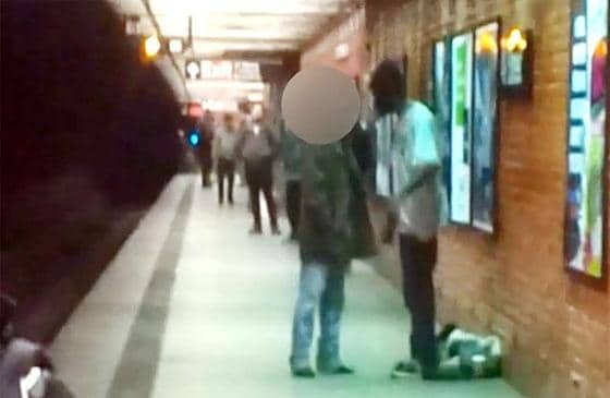 사고 직전 상황을 찍은 영상에서 한기석씨와 용의자가 언쟁을 벌이고 있다. /사진=뉴욕데일리뉴스 © News1 