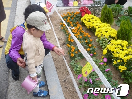 동대문구 청량리동에 설치 된 스토리텔링 꽃밭./사진제공=동대문구청© News1  