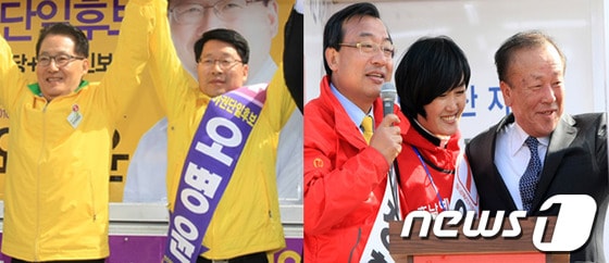 광주 서구 을은 야권연대 주자인 오병윤 통합진보당 후보(사진 왼쪽)와 이정현 새누리당 후보가 초접전 양상을 보이고 있다. © News1 김태성 기자 