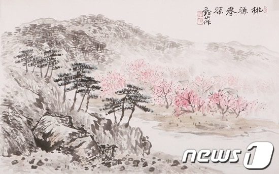 장찬홍 화백의 도원춘심(桃源春深) 43x68cm 수묵담채 2012 © News1 