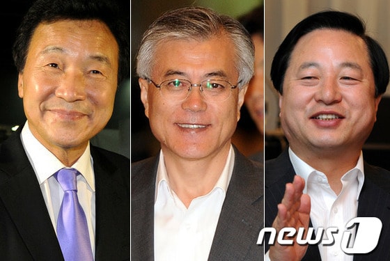 손학규·문재인 민주통합당 상임고문, 김두관 경남지사(왼쪽부터) © News1 진동영 기자