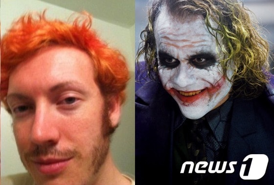 콜로라도 총기 난사 사건의 용의자 제임스 홈스(왼쪽)와 영화 '다크나이트' 속 조커(오른쪽)© News1