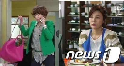 드라마 '넝굴째 굴러온 당신'에서 김남주가 들고 나와 인기를 끌고 있는 브루노말리의 러블리B백(사진왼쪽), '신사의 품격'에서 김하늘이 입어 인기를 끈 마인의 브라운 스트라이프 재킷. © News1