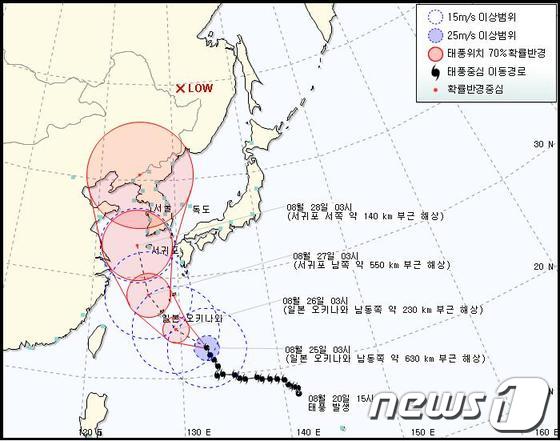 볼라벤 북상 예상도© News1   홍석민 기자