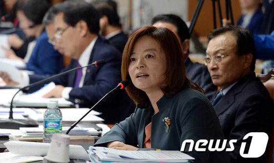 국정감사 이틀째인 15일 오전 서울 미근동 경찰청에서 열린 국회 안전행정위의 경찰청 국감에서 진선미 민주당 의원이 질의하고 있다. 2013.10.15/뉴스1 © News1 양동욱 기자