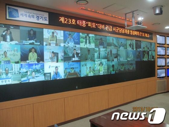 태풍 피토 대비 경기도가 2일 31개 지자체 재난관리부서와 영상회의를 열고 대비책을 마련했다. /사진=경기도 북부청 © News1 