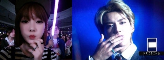 중국 배우 린시야(왼쪽·린시야 웨이보)와 엑소 멤버 크리스(온라인 커뮤니티). © News1