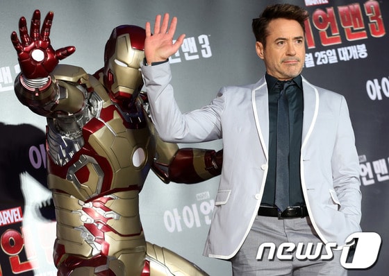 영화 '아이언맨3' 홍보차 내한한 헐리우드 배우 로버트 다우니 주니어 . © News1