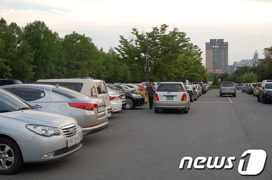 둔산대공원 일대가 주말을 중심으로 심각한 주차난을 겪고 있어 대책마련이 시급한 실정이다.© News1
