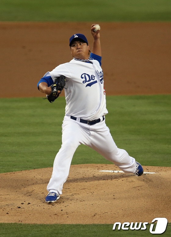 미국 메이저리그 LA 다저스의 류현진(26).© AFP=News1