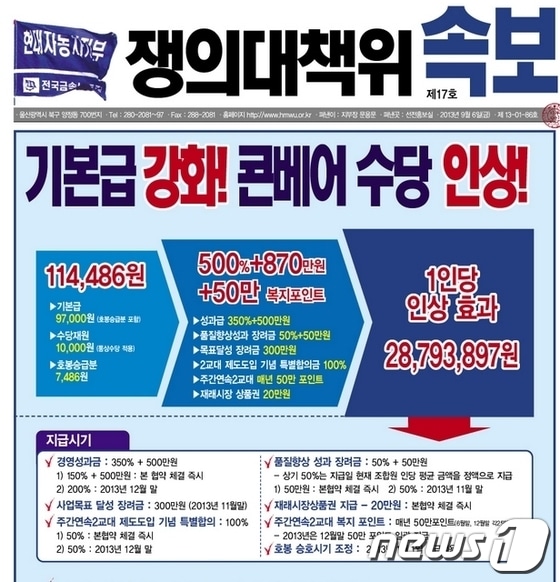 출처: 현대자동차 노동조합 홈페이지 © News1  