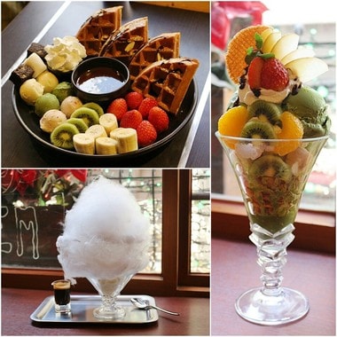 명동 디저트 카페 '포엠'의 초코퐁듀와플, 솜사탕 아포카토, 파르페 ⓒ News1