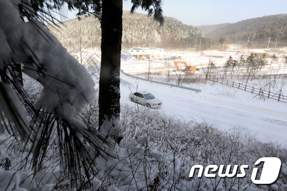 강원지역 일대에 강한 바람으로 눈보라가 휘날리고 있다. 2014.12.31/뉴스1 ⓒ News1 서근영 기자