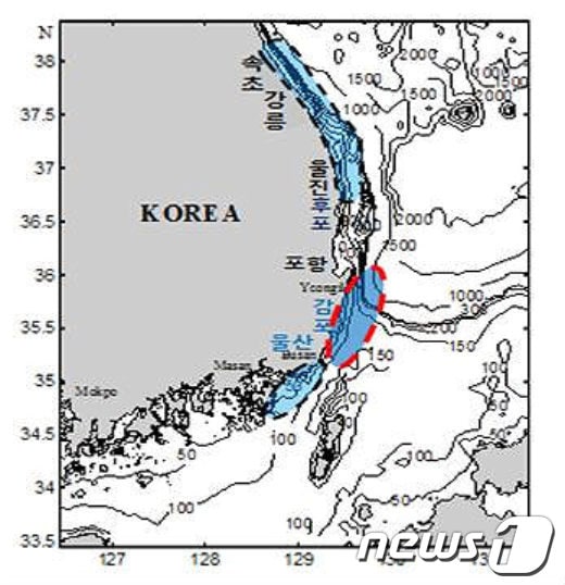 연근해 잠재생산력조사 해역도(동해남부해역)/자료=해양수산부© News1  
