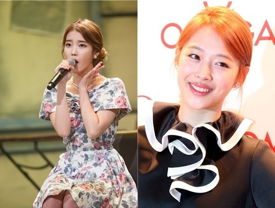 가수 아이유(왼쪽)와 에프엑스 멤버 설리. © News1   