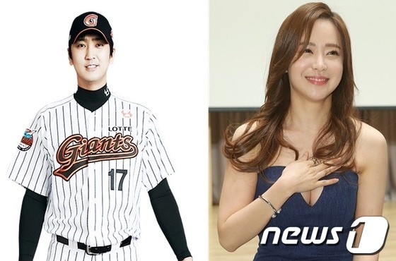 유소영과 롯데 자이언츠 소속 심수창(왼쪽·롯데 자이언츠 제공). © News1  