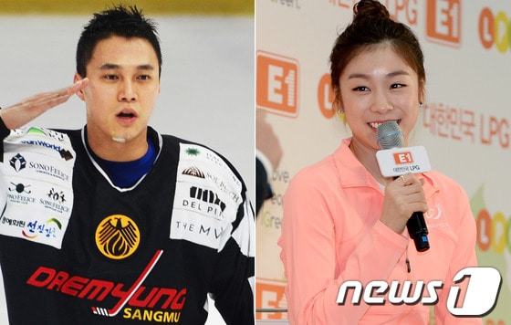'피겨여왕' 김연아(24)의 열애설이 제기됐다. 상대는 아이스하키 선수 김원중(30). 6일 오전 디스패치는 김연아와 국군체육부대 아이스하키팀 소속 김원중(30)이 사랑에 빠졌다고 보도했다. 이 매체는 김연아와 김원중의 다정한 모습이 담긴 사진도 함께 공개했다.고려대를 졸업한 김원중은 아이스하키 남자 대표팀 부동의 에이스로 활약해온 선수로 안양 한라에서 활약하다 현재는 국군체육부대 아이스하키팀(대명 상무) 소속이다. 2014.3.6/뉴스1 © News1 (서울=뉴스1)