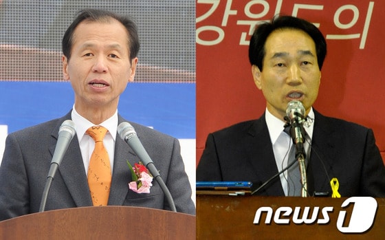 6.4지방선거에서 강원도지사를 놓고 맞대결 펼치고 있는 최문순 지사와 최흥집 후보. 2014.5.7/뉴스1 © News1 홍성우 기자