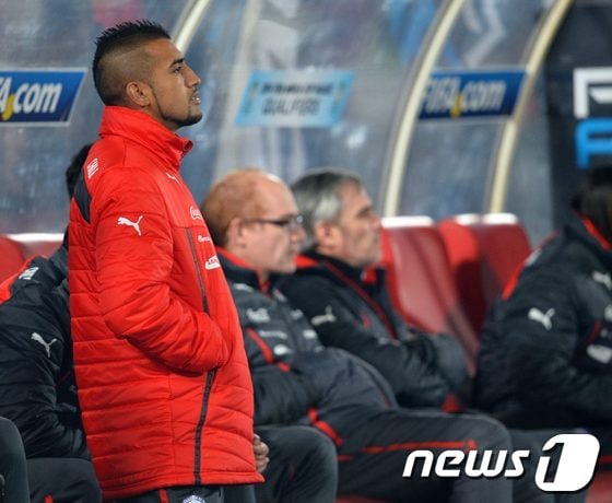 2014 브라질 월드컵 출전 칠레 대표팀에 합류한 아르투로 비달(유벤투스). © AFP=News1  