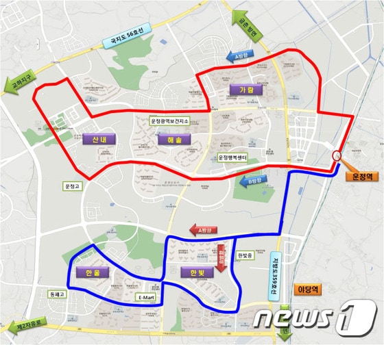 파주 운정신도시 순환 마을버스 신설 노선도 ⓒ News1