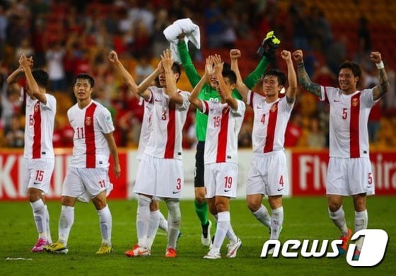 아시안컵에 출전한 중국 축구 국가대표팀. ⓒAFP=뉴스1