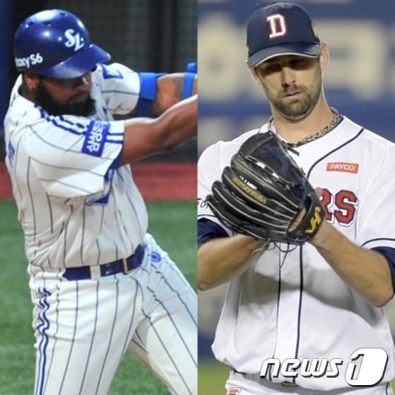 서로 경계대상 1호로 꼽힌 삼성 라이온즈의 나바로와 두산 베어스의 더스틴 니퍼트.(왼쪽부터) ⓒ News1