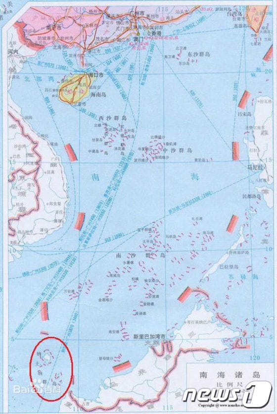 빨간 원 나투나 제도 (사진출처=바이두 백과사전) ⓒ뉴스1