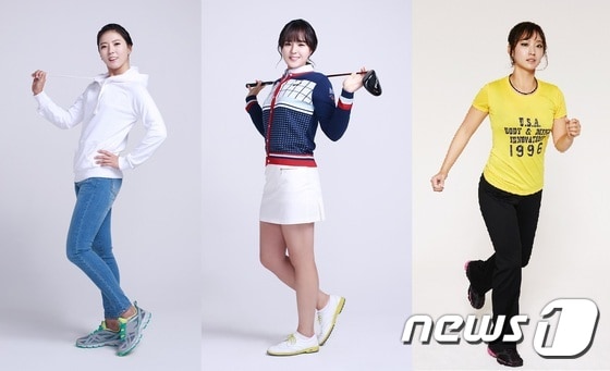 윤채영(28·한화)과 전인지(21·하이트진로), 홍란(29·삼천리·왼쪽부터) 등 10명이 2015 KLPGA 홍보모델로 선정됐다. 사진은 지난 2014년(윤채영, 전인지)과 2013년(홍란) 당시 홍보모델 촬영사진. (KLPGA 제공)ⓒ News1