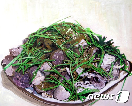 대인시장 예술인창작스튜디오 다다는 30일까지 대인수산빌딩 5층 스튜디오에서 &acute;음식&acute;을 주제로 한 4월 세시풍속 전시회를 개최한다. 사진은 강선호 작가의 작품 &acute;순대&acute;(예술인창작스튜디오 다다 제공)2015.4.7.ⓒ News1