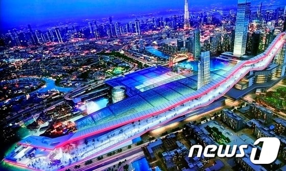 메이단 원 프로젝트 조감도. 두바이에 세계에서 가장 긴 1.2km 실내 스키 슬로프가 생긴다. (출처: 메이단 시티 코퍼레이션) ⓒ 뉴스1