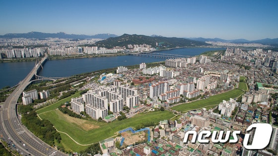 하늘에서 본 풍납토성(사진=서울시 제공) 2015.9.30/뉴스1ⓒ News1