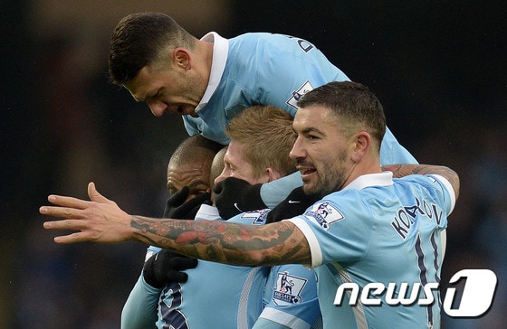맨체스터 시티가 17일(한국시간) 영국 맨체스터의 에티하드 스타디움에서 열린 크리스탈 팰리스와의 경기에서 4-0으로 승리했다. ⓒ AFP=News1
