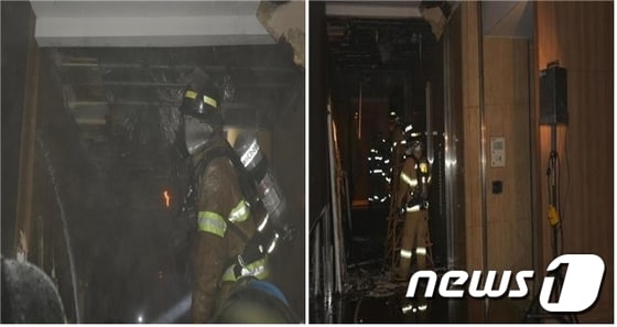 서울 강남 라마다호텔 지하 사우나실 화재 현장 사진. (강남소방서 제공)  ⓒ News1