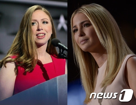 힐러리 클린턴 민주당 대통령 후보의 딸 첼시와 도널드 트럼프 공화당 후보의 딸 이방카. ⓒAFP= News1