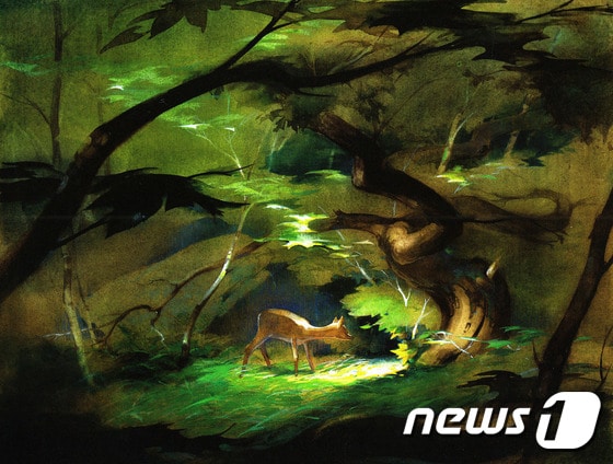 타이러스웡(Tyrus Wong)이 그린 '밤비'. 이 그림은 디즈니 애니메이션 '밤비'의 컨셉이 됐다. ⓒ News1