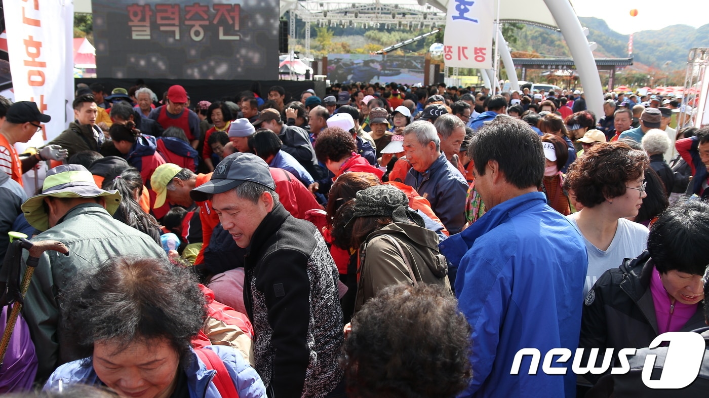 22일 진안홍삼축제가 열리고 있는 전북 진안군 마이산 북부 일원이 인파로 가득 찼다. 이날 축제장에는 5만이 넘는 인파가 몰렸다.(진안군제공)2017.10.22/뉴스1 ⓒ News1 김동규 기자