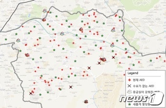 실험결과로 도출된 AED의 적정 위치 (서울대학교 제공) ⓒ News1