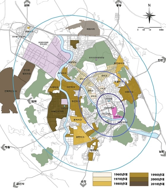 전주시 도시공간 구조변화(1960~2010년대)/뉴스1 DB