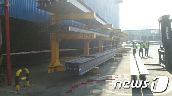 사고 현장 모습. (민주노총인천본부 제공) 2017.3.13 ⓒ News1