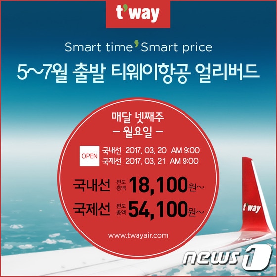 티웨이항공 얼리버드 특가 이벤트ⓒ News1