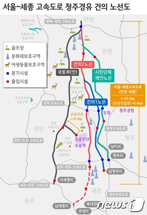 서울-세종 고속도로 노선 건의안 ⓒ News1