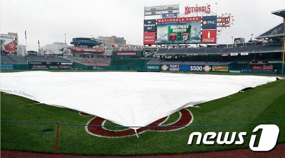 12일(한국시간) 워싱턴에서 열릴 예정이었던 워싱턴-볼티모어전이 우천 취소됐다. ⓒ AFP=News1