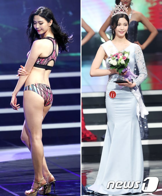 眞에 당선된 서재원이 7일 오후 서울 광진구 유니버설아트센터에서 열린 ‘2017미스코리아 선발대회’에 출전해 팔색조 매력을 뽐내고 있다. 2017.7.7/뉴스1 ⓒ News1 권현진 기자