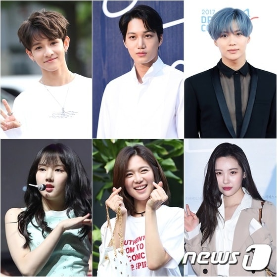 ⓒ News1 왼쪽 상단부터 시계방향으로 사무엘, 카이, 태민, 선미, 이엘리야, 예린/뉴스1DB
