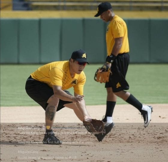 도미니카 공화국 아길라스에서 뛰게 된 강정호. (아길라스 구단 SNS). ⓒ News1