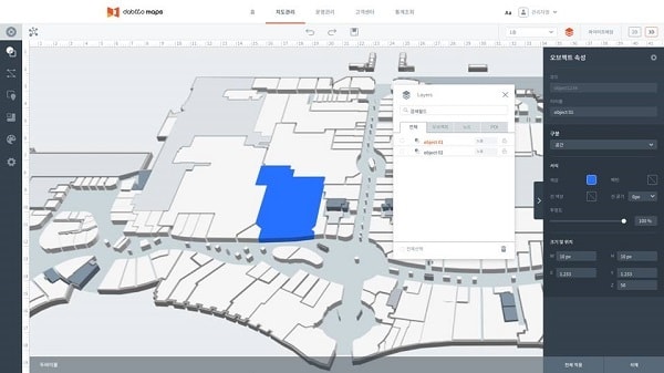 다비오의 에디터를 통해 실내지도를 제작하는 화면의 일부 ⓒ News1