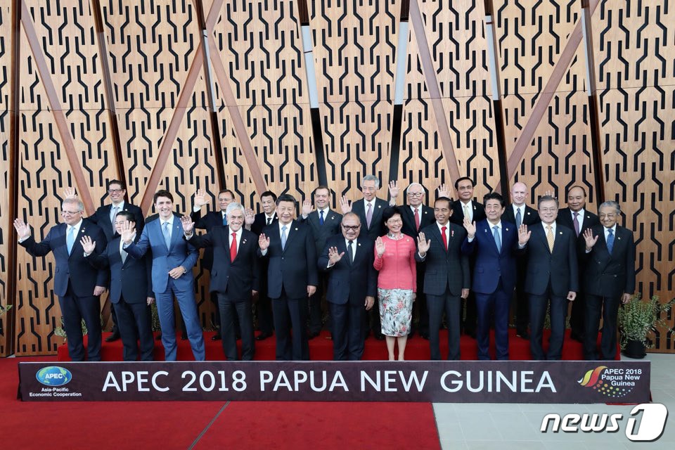 아시아·태평양경제협력체(APEC) 정상회의 참석한 각국 정상들이 기념촬영을 하고 있다.(청와대 제공)2018.11.18/뉴스1