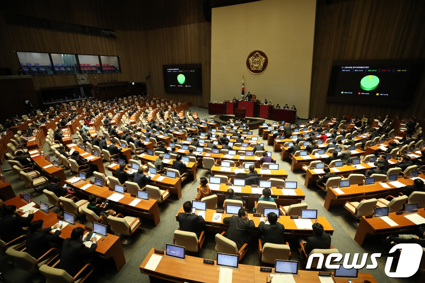 23일 오전 서울 여의도 국회에서 제364회 국회(정기회) 제12차 본회의가 열리고 있다. 2018.11.23/뉴스1 ⓒ News1 임세영 기자